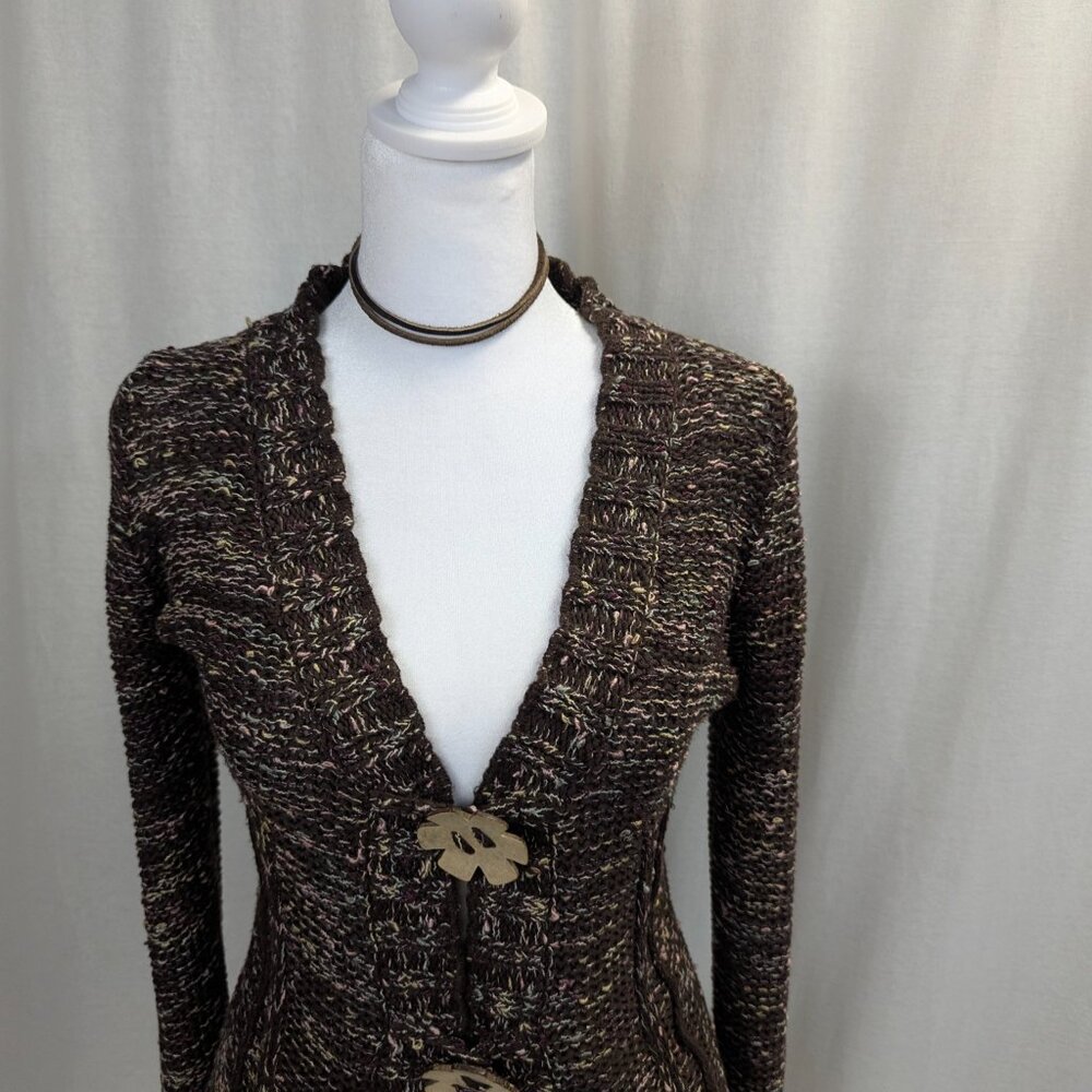 BCBG MAXAZRIA Heathered Brown Cardigan Size Small - Picture 3 of 12